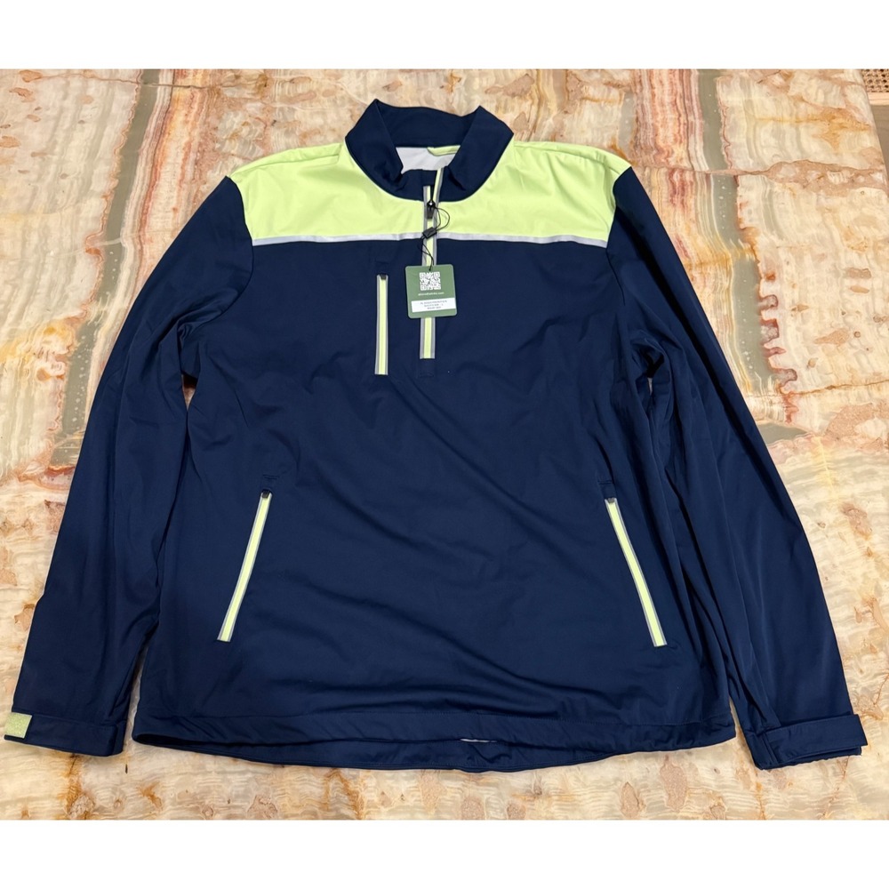 Above The Links Mens Windbreaker Rain Jacket Navy Lime Golf Frontier Large
